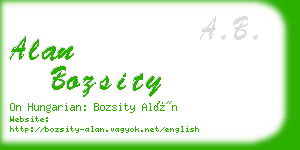 alan bozsity business card